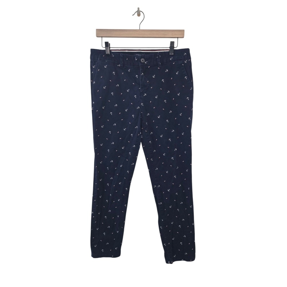 Tommy Hilfiger Blue Embroidered Monogram Tapered‎ Chino Pants Women's Size 8